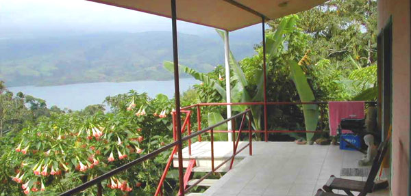 The deck on the owner's home has views of Lake Arenal and Arenal Volcano. 